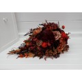 Wedding Bouquets in Plum, Purple, Orange, Rust & Beige | Cascading Faux Bridal & Bridesmaid Bouquets