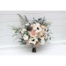 Wedding Bouquets in Beige, White, Gray & Blush Pink | Faux Bridal & Bridesmaid Bouquets