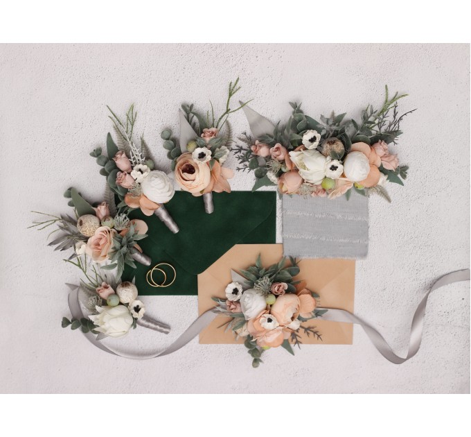 Pocket Boutonniere in Beige, White, Gray & Blush Pink | Faux Flower Accessories