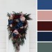 Wedding Bouquets in Burgundy, Navy Blue, Gold & Pink | Cascading Faux Bridal & Bridesmaid Bouquets with Peacock Feathers