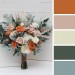 Wedding Bouquets in Rust, Ivory & Sage Green | Cascading Faux Bridal & Bridesmaid Bouquets
