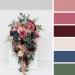 Wedding Bouquets in Burgundy, Dusty Rose & Blue | Cascading Faux Bridal & Bridesmaid Bouquets