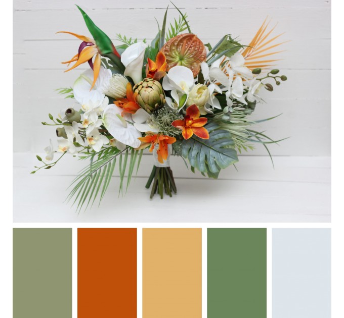 Exotic Orchid & Calla Lily Bridal Bouquet | White & Orange Flowers for Beach Weddings