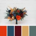 Dark teal rust gold bouquet. Navy blue orange flowers. Bridal bouquet.  Faux bouquet. Bridesmaid bouquet. 5208