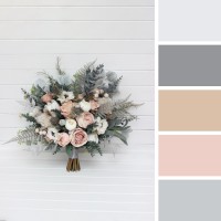 Wedding bouquets in beige white gray blush pink colors. Bridal bouquet. Cascading bouquet. Faux bouquet. Bridesmaid bouquet. 5261