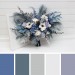 Wedding Bouquets in Dusty Blue, White, Ivory & Gray | Cascading Faux Bridal & Bridesmaid Bouquets