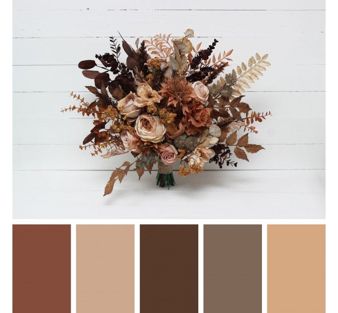 Wedding Bouquets in Cinnamon, Terracotta & Beige | Faux Bridal & Bridesmaid Bouquets