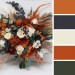Wedding Bouquets in Burnt Orange, Ivory & Navy Blue | Cascading Bridal & Bridesmaid Faux Bouquets