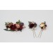  Set of  2  hair pins in burgundy ivory dusty rose cinnamon  color scheme. Hair accessories. Flower accessories for wedding.  5144