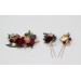 Set of 2 hair pins in burgundy ivory dusty rose cinnamon color scheme. Hair accessories. Flower accessories for wedding. 5144