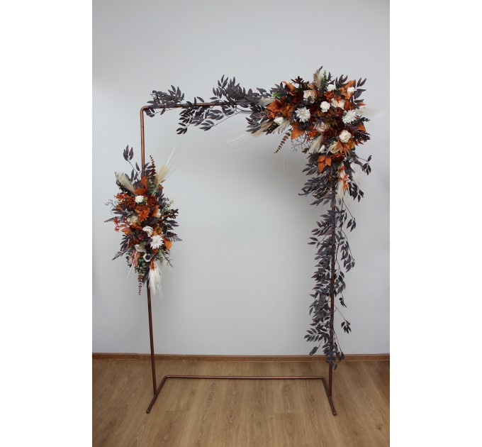 Flower Arch Arrangement in Ivory & Rust | Faux Floral Archway for Wedding