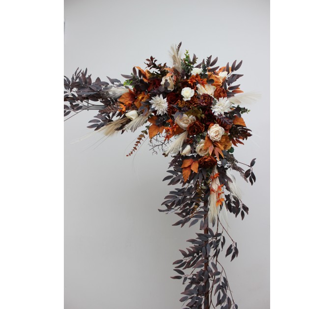  Flower arch arrangement in ivory and rust colors.  Arbor flowers. Floral archway. Faux flowers for wedding arch. 5220