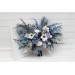 Wedding Bouquets in Dusty Blue, White, Ivory & Gray | Cascading Faux Bridal & Bridesmaid Bouquets