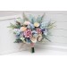 Small Wedding Bouquet in Dusty Blue, Dusty Pink & Peach | Wildflower Faux Bridal & Bridesmaid Bouquets