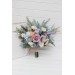 Small Wedding Bouquet in Dusty Blue, Dusty Pink & Peach | Wildflower Faux Bridal & Bridesmaid Bouquets