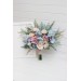 Small wedding bouquet in dusty blue, dusty pink and peach colors. Bridal bouquet. Faux bouquet. Bridesmaid bouquet. 5264