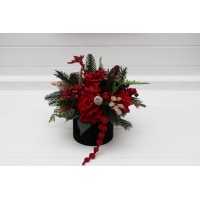  Christmas centerpiece. Table decor. Wedding flowers in box. Winter wedding. 5117