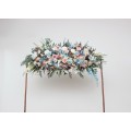 Summer Wedding Flower Arch Arrangement in Dusty Blue, Blush Pink & Yellow | Faux Floral Archway