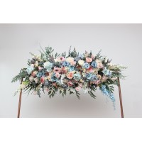 Summer wedding. Dusty blue blush pink yellow arch arrangement. Arch flowers. Fall wedding. Archway flowers. Pergola flowers. Wedding arch. 5259