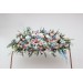 Summer Wedding Flower Arch Arrangement in Dusty Blue, Blush Pink & Yellow | Faux Floral Archway
