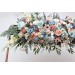 Summer Wedding Flower Arch Arrangement in Dusty Blue, Blush Pink & Yellow | Faux Floral Archway
