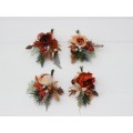 Wedding Boutonnieres & Wrist Corsage in Ivory & Rust | Faux Flower Accessories