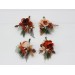  Wedding boutonnieres and wrist corsage  in  ivory rust color scheme. Flower accessories. 5262