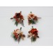 Wedding Boutonnieres & Wrist Corsage in Ivory & Rust | Faux Flower Accessories