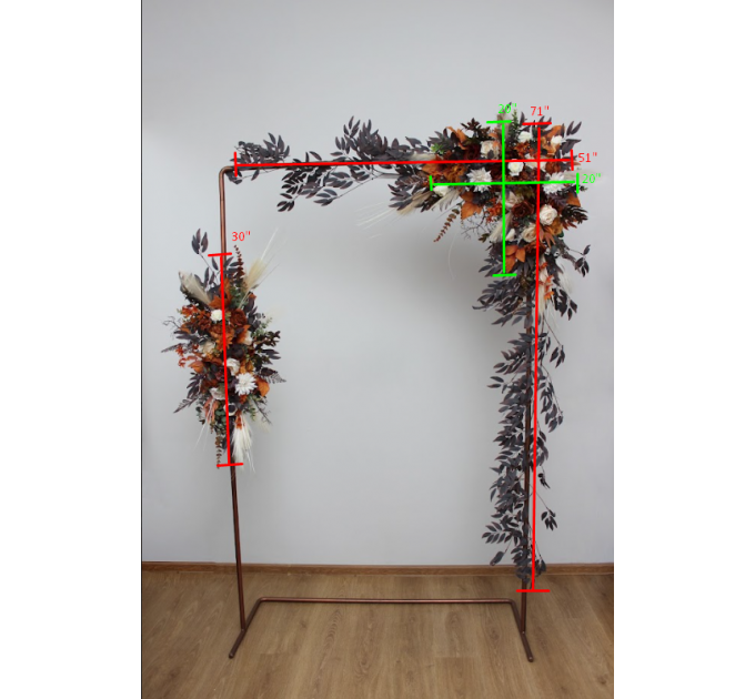 Flower Arch Arrangement in Ivory & Rust | Faux Floral Archway for Wedding