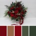 Winter Pine & Red Protea Bridal Bouquet | Faux Cones & Silk Flowers in Red & Green