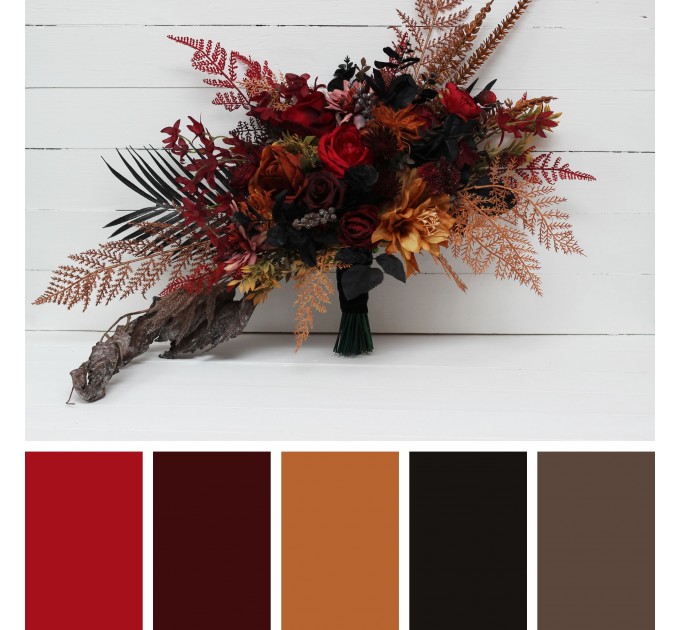 Black, Red, Rust, and Brown Wedding Bouquets – Moody & Halloween Bridal Designs