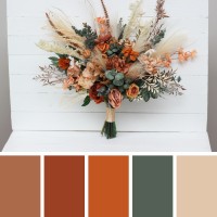 Wedding bouquets in cinnamon rust orange colors. Bridal bouquet. Pampas grass bouquet. Faux bouquet. Bridesmaid bouquet. 5146