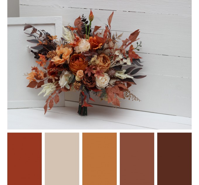 Wedding Bouquets in Orange, Ivory, Rust & Terracotta | Faux Bridal & Bridesmaid Bouquets