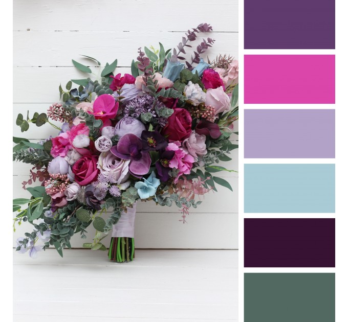 Wedding Bouquets in Jewel-Tone Colors | Cascading Bridal & Bridesmaid Faux Bouquets