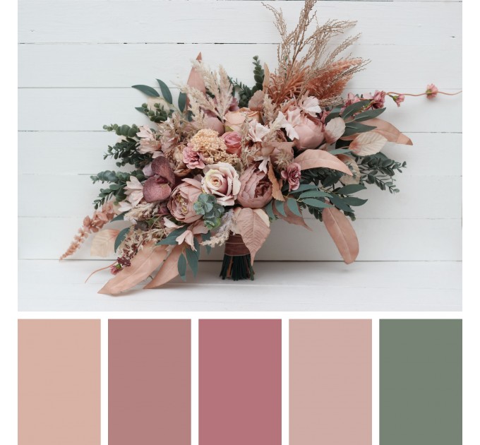 Wedding Bouquets in Dusty Rose & Blush Pink | Faux Bridal & Bridesmaid Bouquets