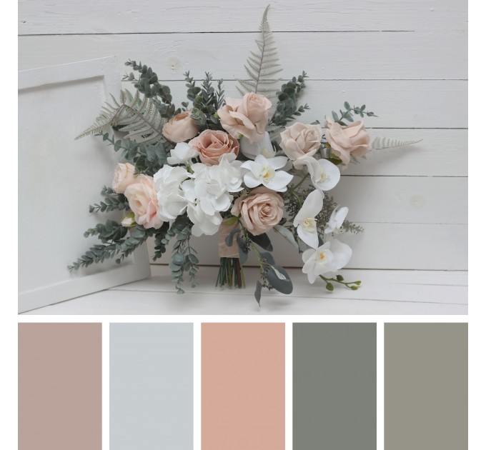 Wedding Bouquets in White & Beige | Faux Bridal & Bridesmaid Bouquets