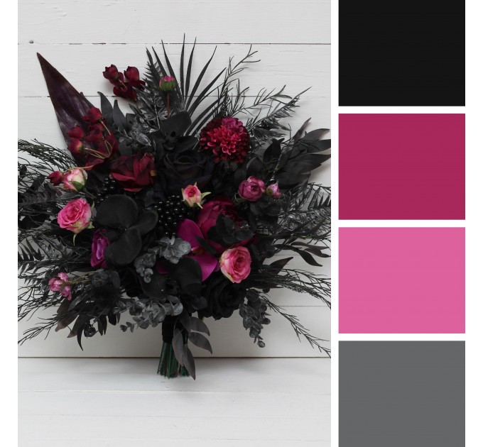 Deep Purple, Black, and Magenta Wedding Bouquets – Gothic Bridal Designs