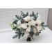 Winter Wedding Bouquets with Pine Branches in White | Faux Bridal & Bridesmaid Bouquets