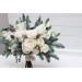 Winter wedding bouquets with pine branches  in white colors. Bridal bouquet. Faux bouquet. Bridesmaid bouquet. 5265
