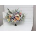 Summer & Spring Wedding Wildflower Bridal Bouquet | Peach, Purple & Dusty Blue Faux Bridesmaid Bouquets