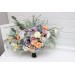 Summer & Spring Wedding Wildflower Bridal Bouquet | Peach, Purple & Dusty Blue Faux Bridesmaid Bouquets