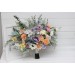 Summer & Spring Wedding Wildflower Bridal Bouquet | Peach, Purple & Dusty Blue Faux Bridesmaid Bouquets