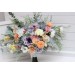 Summer & Spring Wedding Wildflower Bridal Bouquet | Peach, Purple & Dusty Blue Faux Bridesmaid Bouquets