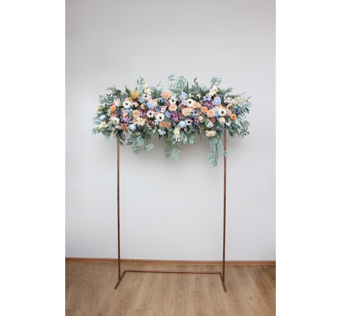 Flower Arch Arrangement in Peach, Purple & Dusty Blue | Faux Floral Archway for Wedding