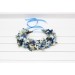 Dusty blue wedding. Navy blue white floral crown. Flower girl. Wildflowers crown. Bridal flower crown. Daisies hair wreath. 5267