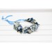 Dusty blue wedding. Navy blue white floral crown. Flower girl. Wildflowers crown. Bridal flower crown. Daisies hair wreath. 5267