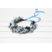 Dusty blue wedding. Navy blue white floral crown. Flower girl. Wildflowers crown. Bridal flower crown. Daisies hair wreath. 5267
