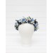 Dusty blue wedding. Navy blue white floral crown. Flower girl. Wildflowers crown. Bridal flower crown. Daisies hair wreath. 5267