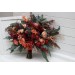 Wedding Bouquets in Deep Red & Coral | Cascading Faux Bridal & Bridesmaid Bouquets