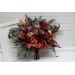 Wedding Bouquets in Deep Red & Coral | Cascading Faux Bridal & Bridesmaid Bouquets